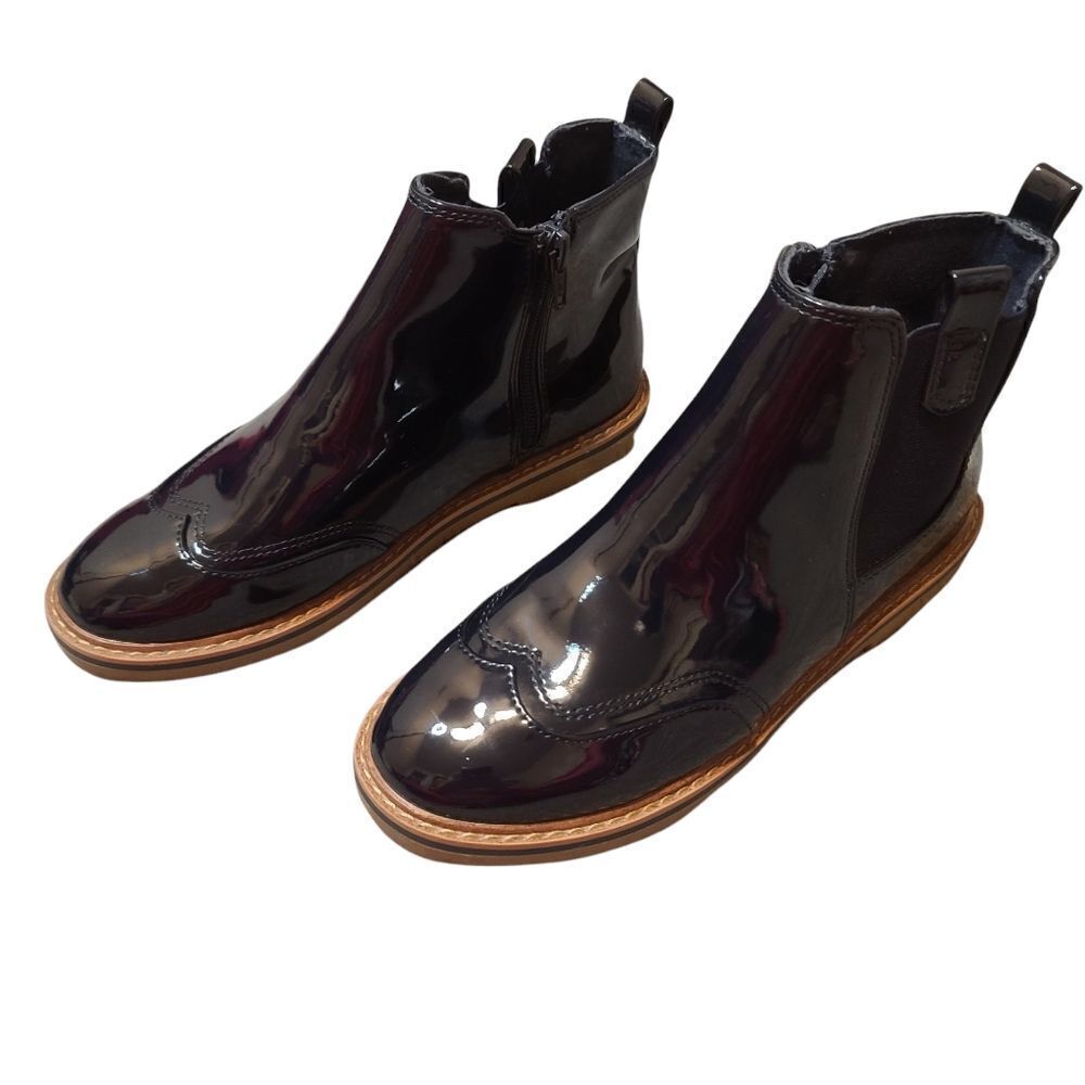 Zara Wingtip Patent Ankle Boots Size 6, Size 36